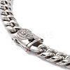 304 Stainless Steel Curb Chains Necklace with Rhinestone Skull for Men Women NJEW-E155-09P-3