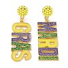 Carnival Theme Glitter Zinc Alloy Letter Dangle Stud Earrings LS-EJEW-D087-05G-1