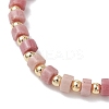 Natural Green Aventurine & Rose Quartz & Howlite & White Jade & Yellow Aventurine & Rhodonite & Synthetic Blue Lace Agate & Brass Beads Stretch Bracelets for Women BJEW-JB13334-01-4