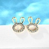 Rabbit Head Brass Micro Pave Cubic Zirconia Ear Studs EJEW-D304-39G-4