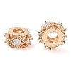 Brass Micro Pave Clear Cubic Zirconia European Beads KK-U028-25G-2