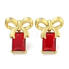 Rack Plating Bowknot Brass Micro Pave Cubic Zirconia Stud Earrings EJEW-I313-19G-02-1