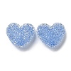 Drusy Heart Resin Rhinestone Beads RESI-C038-01F-1