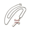 201 Stainless Steel Wheat Cross Pendant Box Chain Necklaces for Women Men NJEW-B124-01P-5