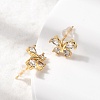 Butterfly Brass Micro Pave Clear Cubic Zirconia Stud Earrings EJEW-P331-07G-3