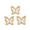 Brass Micro Pave Clear Cubic Zirconia Butterfly Connector Charms KK-H515-19G-1