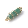 Natural Green Aventurine Copper Wire Wrapped Pointed Pendants PALLOY-JF02535-05-4