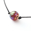 Pearl Luster Plated Round Faceted Natural Agate Pendant Necklace NJEW-JN03657-02-5