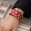 Triangle 304 Stainless Steel & Imitation Leather Cuff Bangles FS-WGE67E3-09-1