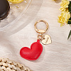 1Pc Imitation Leather Heart Keychain KEYC-CL0001-14D-3