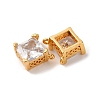 Brass Pave Clear Cubic Zirconia Square Charms KK-K382-49G-2