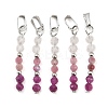 Faceted Round Natural Quartz Crystal & Ruby & Pink Tourmaline Beaded Pendants PALLOY-JF03529-09-1