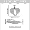 2Pcs 304 Stainless Steel Pendants STAS-LP0003-76-2