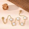 Flower Shell Link Chain Bracelets BJEW-K247-01G-06-1