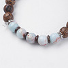 Natural Lava Rock & Wenge Wood Beads & Coconut Stretch Bracelets BJEW-I241-03D-2