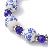 Handmade Blue and White Porcelain & Glass Beads Stretch Bracelets for Women BJEW-JB12225-4