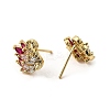 Swan Shape Rack Plating Brass Micro Pave Cubic Zirconia Stud Earrings KK-E084-42G-2