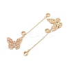 Rack Plating Butterfly Brass Pink Cubic Zirconia European Safety Chains KK-F879-20G-2