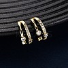 Brass Micro Pave Clear Cubic Zirconia C-Shaped with Heart Cuff Earrings LS-EJEW-D328-05G-02-1