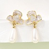 Brass Enamel Stud Dangle Earrings KK-CBAB173-02A-G-1