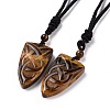 Natural Tiger Eye Sailor's Knot Pendant Necklace with Nylon Cord for Women NJEW-E091-02B-1