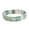 Square Natural Fluorite Beads Stretch Bracelets for Women Men BJEW-C097-06L-4