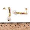 Round Brass Micro Pave Cubic Zirconia Dangle Stud Earrings EJEW-L311-01G-01-5