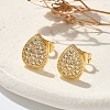Brass Micro Pave Clear Cubic Zirconia Stud Earrings EJEW-D305-06G-5
