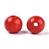 Spray Painted Round Natural Schima Wood Beads WOOD-A018-14mm-07-2