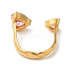 Heart 304 Stainless Steel Micro Pave Cubic Zirconia Open Cuff Rings RJEW-S415-01G-02-4