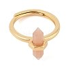 Double Pointed Hexagonal Prism Natural Sunstone Adjustable Rings for Women RJEW-G327-01G-01-2
