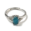Oval Natural Apatite Adjustable Rings RJEW-Q818-01P-09A-3