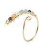 Natural Mixed Gemstone Braided Beaded Chakra Open Cuff Ring RJEW-JR00548-4
