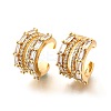 Brass Micro Pave Clear Cubic Zirconia Cuff Earrings EJEW-F370-14G-3