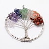 Tree of Life Mixed Stone Bead Brass Wire Wrapped Big Pendants KK-L136-01C-NR-1