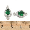 Brass Pave Clear & Green Cubic Zirconia Connector Charms KK-P275-46P-3