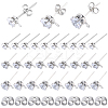 60Pcs 3 Size Clear Cubic Zirconia Stud Earring Findings STER-SP0001-01-1