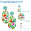 4 Pairs 4 Style Flower Enamel Dangle Stud Earrings EJEW-FI0002-31-4
