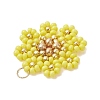 Glass Seed Beaded Flower Pendants PALLOY-MZ01181-02-4