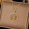 Brass Micro Pave Clear Cubic Zirconia Tree of Life Pendants NJEW-H066-01D-G-1