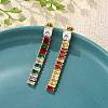 304 Stainless Steel Colorful Cubic Zirconia Tassel Stud Earrings EJEW-Z094-01D-G01-1