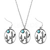 Alloy & Synthetic Turquoise Dangle Earrings & Pendant Necklaces Sets FS-WG3DEAB-01-3