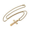 201 Stainless Steel Crystal Rhinestone Religion Cross Pendant Necklaces LS-NJEW-H065-08G-3