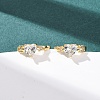 Heart Brass Micro Pave Clear Cubic Zirconia Cuff Earrings EJEW-H178-02G-1