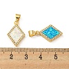 Brass Micro Pave Cubic Zirconia with Synthetic Opal Pendants KK-K356-19G-3