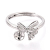 Bowknot Brass Micro Pave Cubic Zirconia Cup Peg Ring Settings KK-N274-25P-2