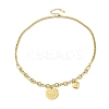 304 Stainless Steel Word Fantastic New York 520 Flat Round Pendant Necklaces NJEW-N055-18G-2