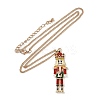 Alloy Enamel Christmas Nutcracker Pendant Necklaces NJEW-L048-01G-01-4