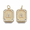 Brass Micro Pave Clear Cubic Zirconia Pendants KK-S356-234A-G-NF-1