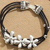 Alloy & Waxed Cord BBracelets for Women FS-WG70219-01-2